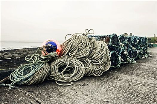 绳索,捕虾器,诺森伯兰郡,英格兰,英国