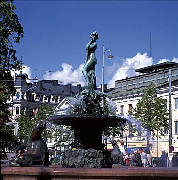 喷泉,赫尔辛基,芬兰,斯堪的纳维亚,欧洲