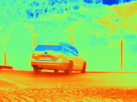 热成像,暴露,热,轮胎,排放,速度,汽车