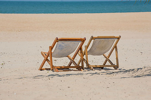 海滩,折叠躺椅,南,泰国,苏梅岛