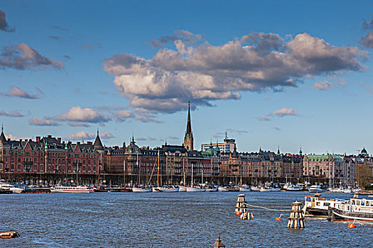 景色,夏天,全景,老城,斯德哥尔摩,瑞典
