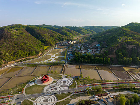 陕西省延安市南泥湾航拍图片