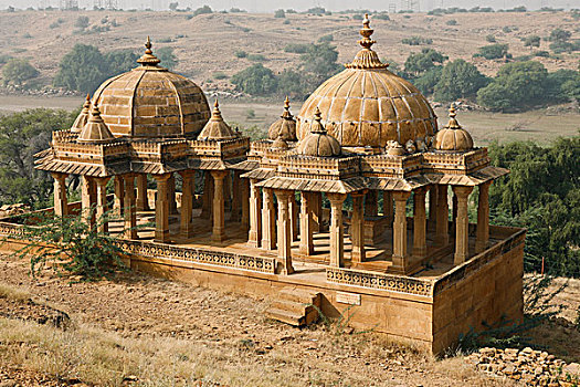 墓葬碑,靠近,斋沙默尔,拉贾斯坦邦,印度,亚洲