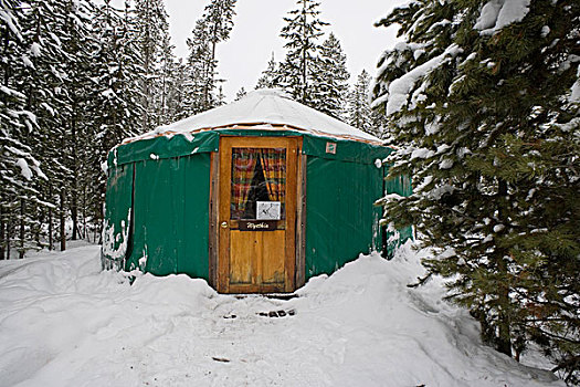 州立公园,爱达荷,美国,蒙古包,露营,冬天