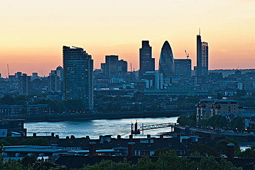 城市天际线,日落,伦敦