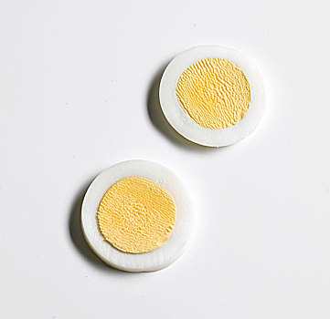 切片,煮鸡蛋,白色背景