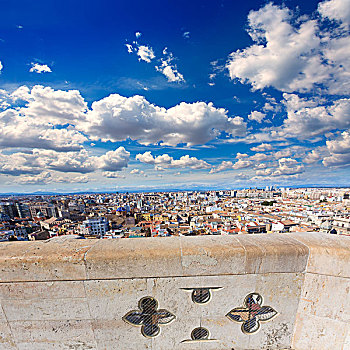 瓦伦西亚,俯视,天际线,塔,西班牙