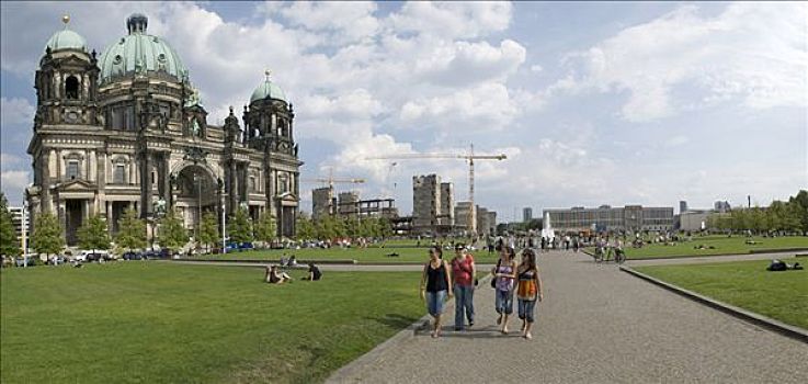 柏林大教堂,公园,毁坏,喷泉,欧洲,学校,管理,科技,全景,柏林,德国
