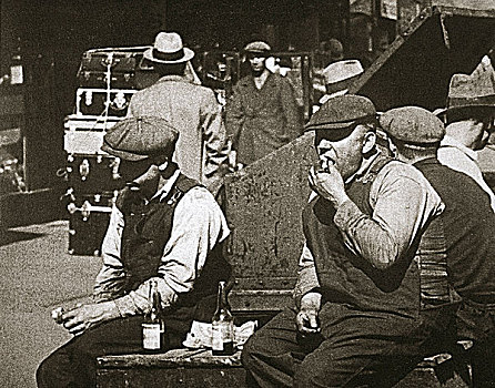 白天,劳动者,热狗,柠檬水,炮台公园,纽约,美国,早,20世纪30年代