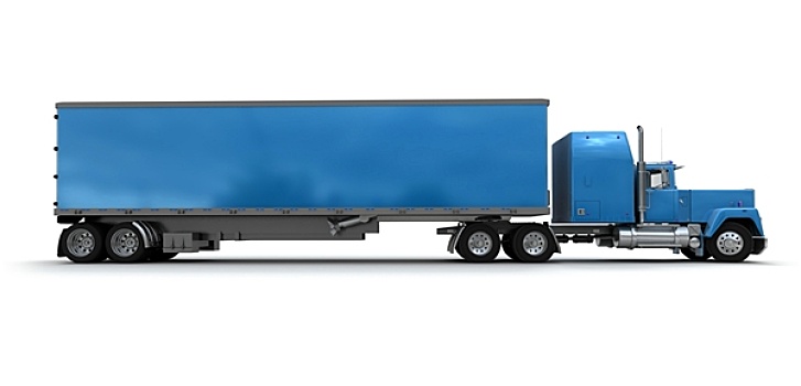 侧面视角,大,蓝色,拖车,卡车