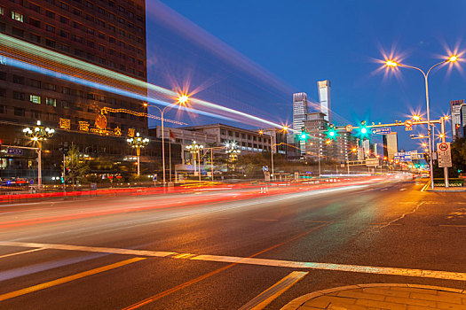 城市夜景,北京夜景,车流