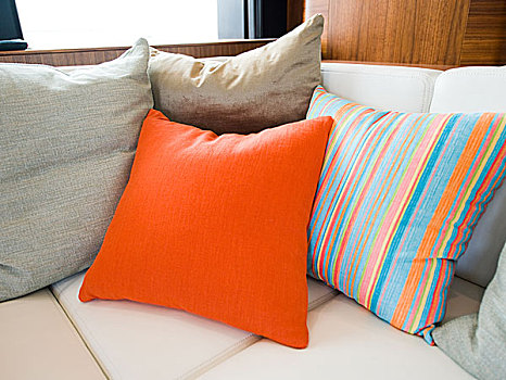舒适,角,客厅,彩色,枕头