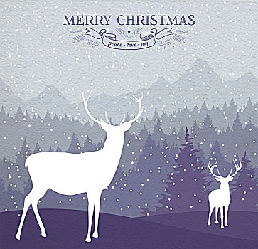 圣诞快乐,冬天,卡片,假日,鹿,背景