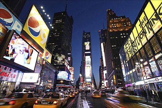 时代广场,夜晚,曼哈顿,纽约,美国
