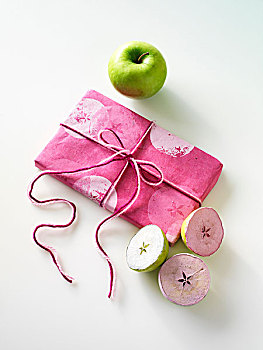 礼物,工艺,使用,澳洲青苹果,苹果,绘画,包装纸