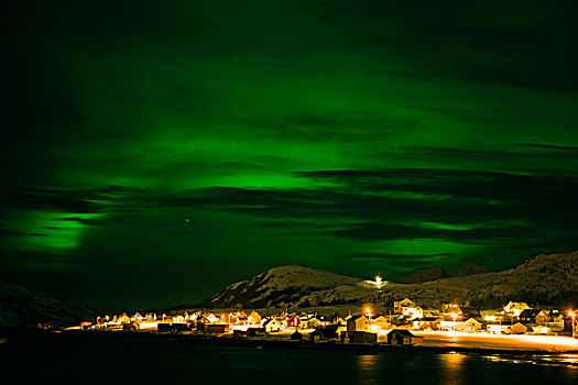 北极光,靠近,挪威,欧洲