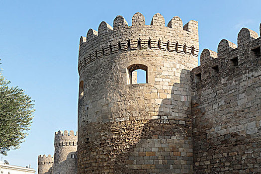 阿塞拜疆,巴库,塔,墙壁,宫殿