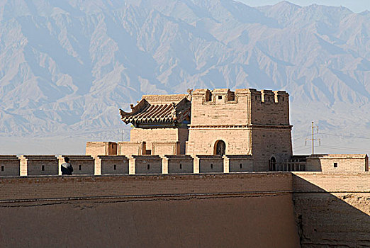 塔,嘉峪关,要塞,西部,墙壁,丝绸之路,甘肃,亚洲