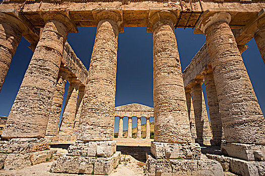 柱子,寺庙,塞杰斯塔,西西里