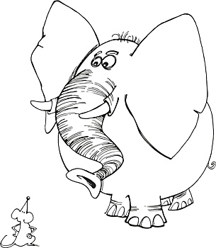 大象,老鼠,上色画册