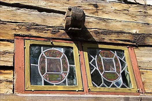 装饰,窗户,农舍,露天博物馆,哥特兰岛,瑞典