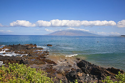岩石构造,海岸,山脉,背景,海滩,毛伊岛,夏威夷,美国