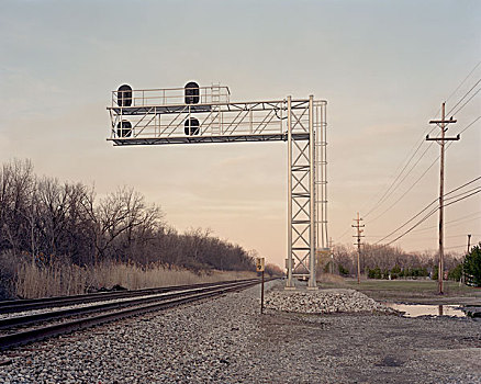 信号,日落,底特律,美国,五月,2009年