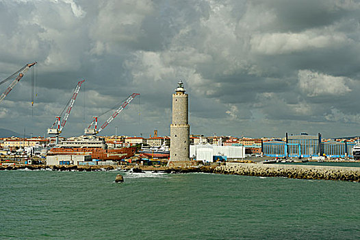码头,灯塔,港口,里窝那,省,托斯卡纳,意大利,欧洲