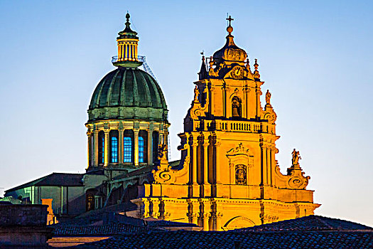 中央教堂,圣乔治奥,光亮,黄昏,拉古萨,西西里,意大利