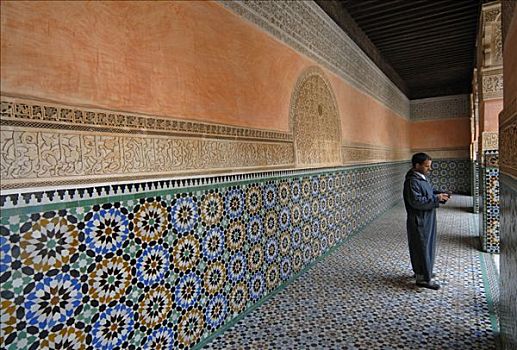 砖瓦,走廊,玛拉喀什,马拉喀什,摩洛哥,非洲