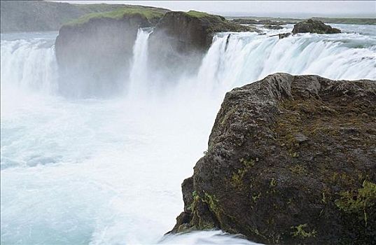 河,白浪,瀑布,神灵瀑布,冰岛,欧洲