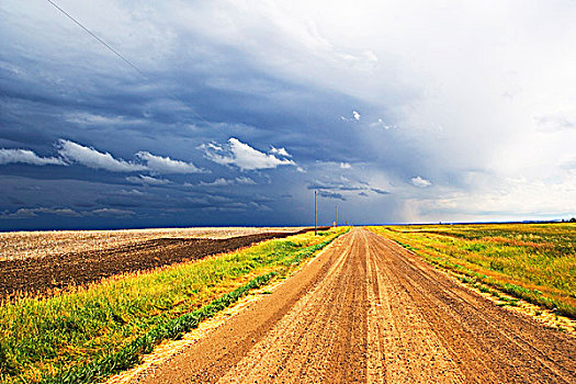 风暴,上方,犁垄,道路,艾伯塔省,加拿大