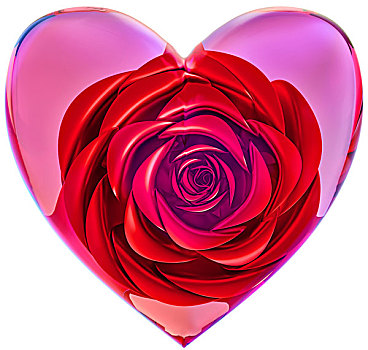 红玫瑰,玻璃,心形,情人节