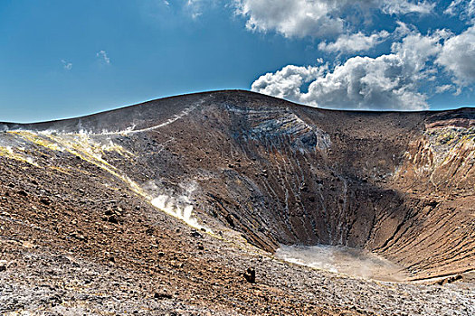 火山,墨西拿,地区,西西里,意大利,欧洲,硫磺,喷气孔,火山口,边缘