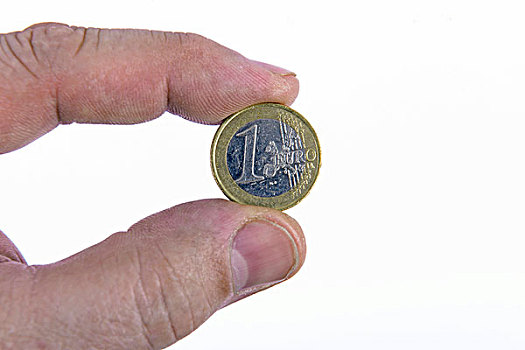 手指,一只,手,拿着,欧元硬币