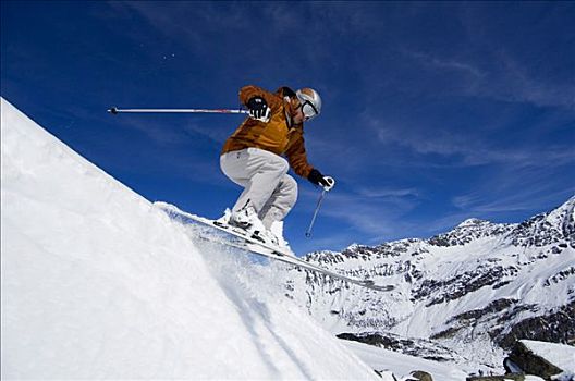 滑雪者,山,提洛尔,奥地利,欧洲
