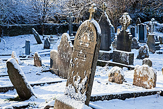 墓地,积雪,冬天,科克郡,爱尔兰