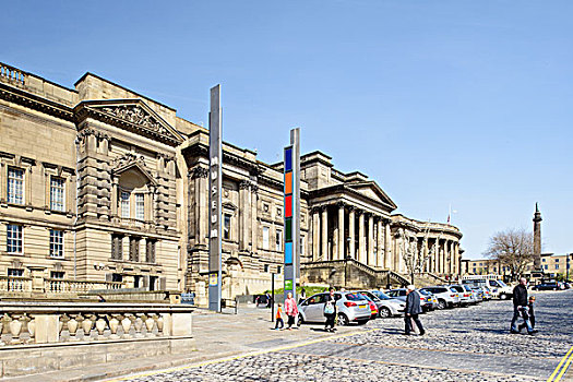 外景,传统建筑,利物浦,中央图书馆,展示,老式,向上,入口