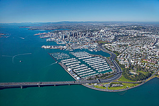 奥克兰海港大桥,码头,港口,中央商务区,奥克兰,北岛,新西兰