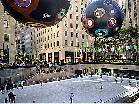 滑冰,洛克菲勒,广场,纽约,美国