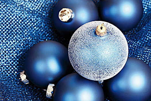 蓝色,圣诞节,彩球,全画幅