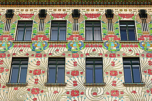 建筑,新艺术,1898年,左边,维也纳,排,著名,公寓楼,奥地利,欧洲