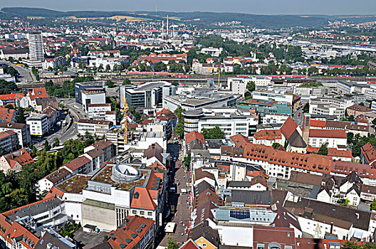 俯视,风景,上面,乌尔姆,大教堂,教堂,巴登符腾堡,德国,欧洲