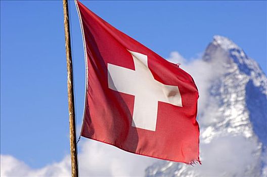 旗帜,瑞士,马塔角,策马特峰,瓦莱