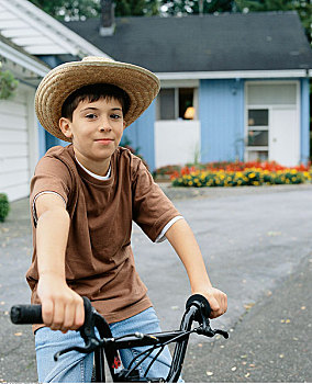男孩,肖像,自行车