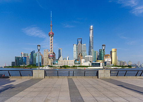 上海外滩观景平台陆家嘴无人夜景