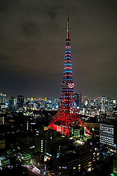 东京塔,夜景,东京,日本,亚洲