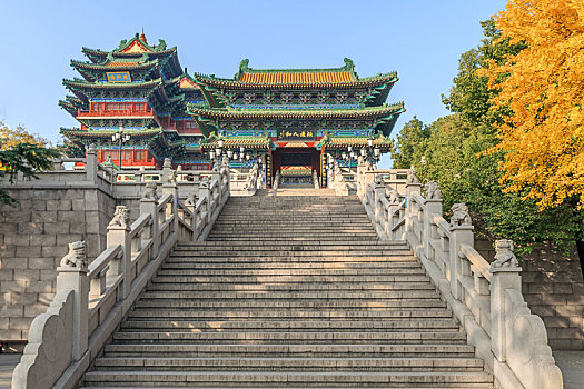 南京阅江楼景区政通人和门楼,中式传统建筑
