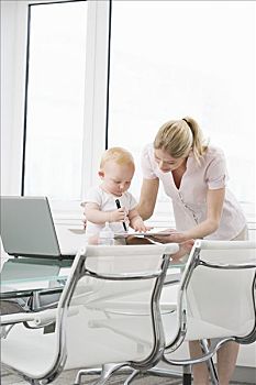 婴儿,同事,笔记本电脑