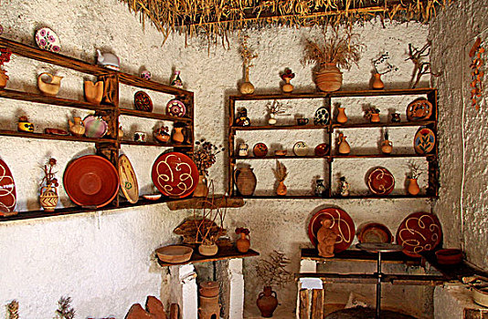 陶器,户外,博物馆,历史,传统,克里特岛,生活,希腊,欧洲